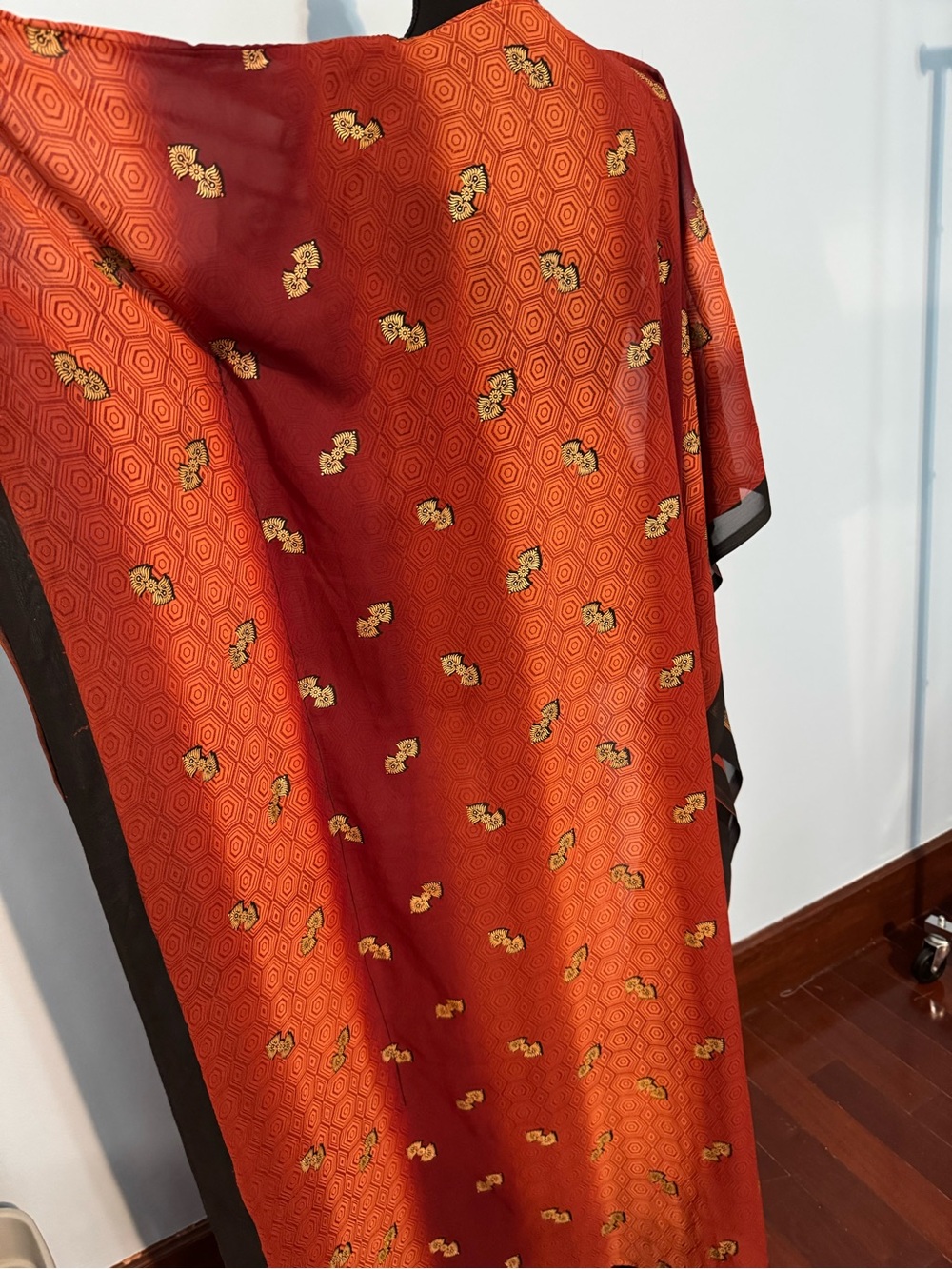 Embroidered Rust Paisley Caftan Dress - Picture 5 of 6